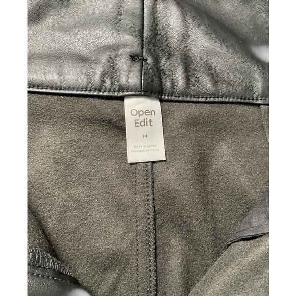 Open Edit Black Faux Leather Pants Size M Soft Lined Trousers with Belt Street - Picture 5 of 12